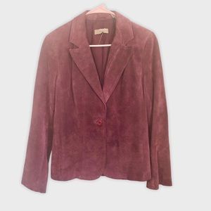 I.E. 100%Leather Maroon Suede 70s Style Blazer